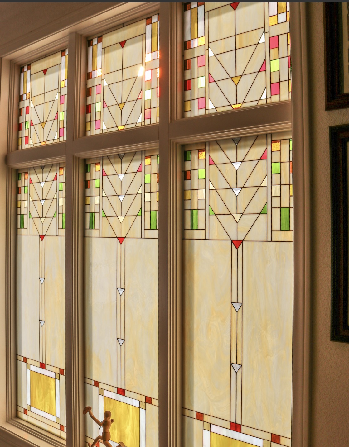 Mission Style Stained Glass Windows Against Existing Glass