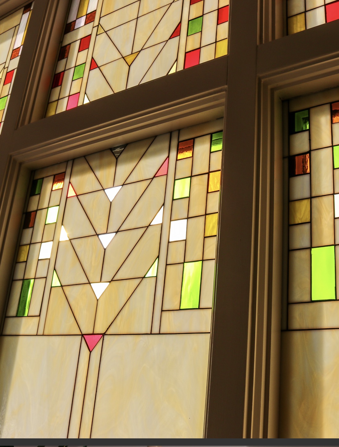 Mission Style Stained Glass Windows Against Existing Glass