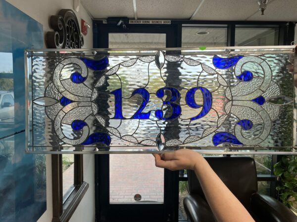 Stunning! Victorian Transom With Your Address Numbers Stained Glass Window Panel