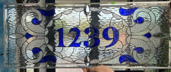 Stunning! Victorian Transom With Your Address Numbers Stained Glass Window Panel