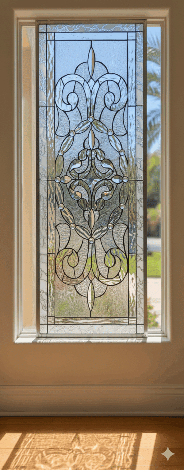 Simply Stunning! The "Victorville" Stained & Beveled Glass Window Panel
