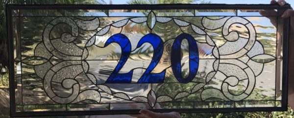 Stunning! Victorian Transom With Your address Numbers Stained Glass Window Panel