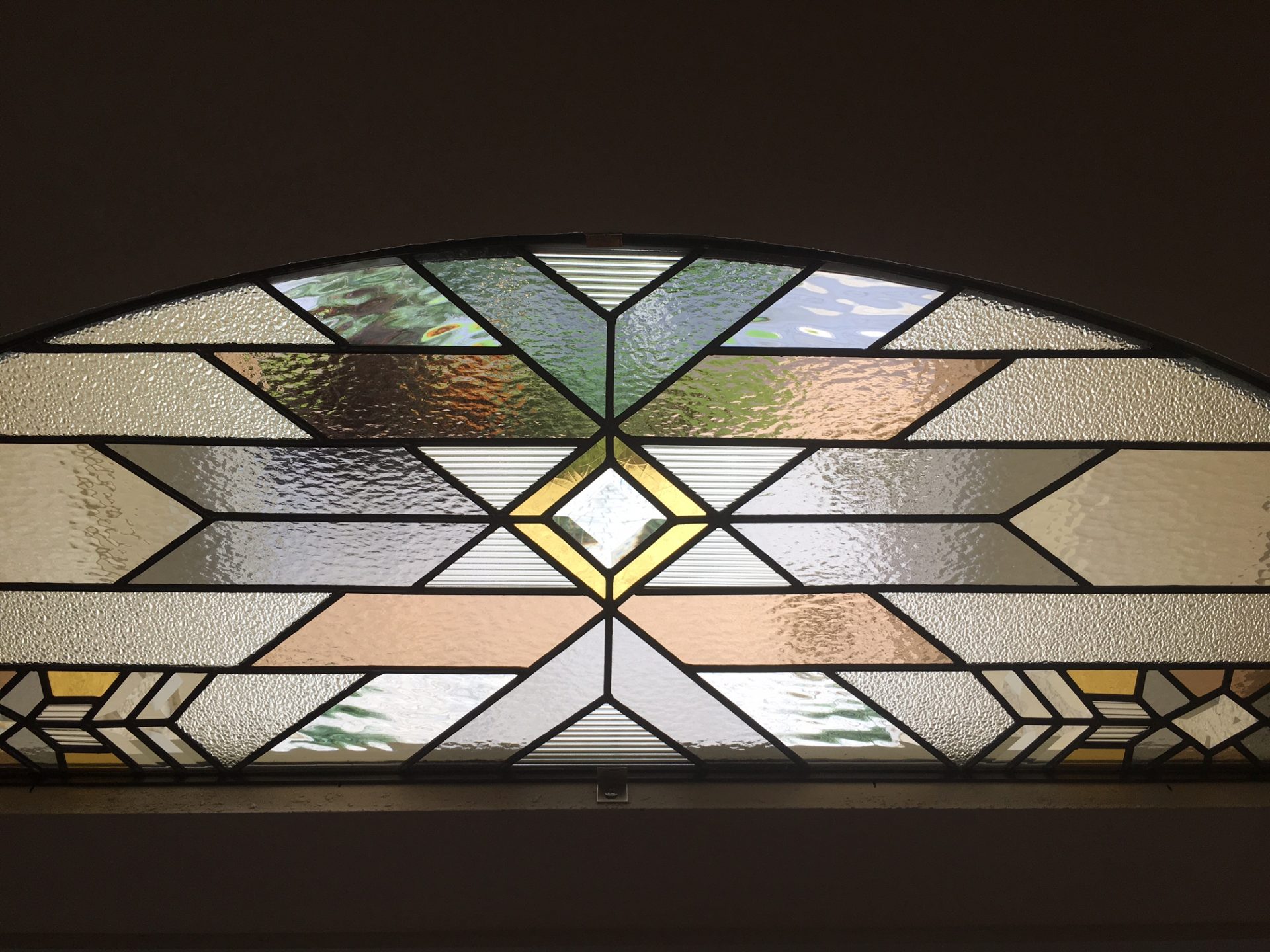 Stained glass Arched Transom And Matching Sidelite Windows