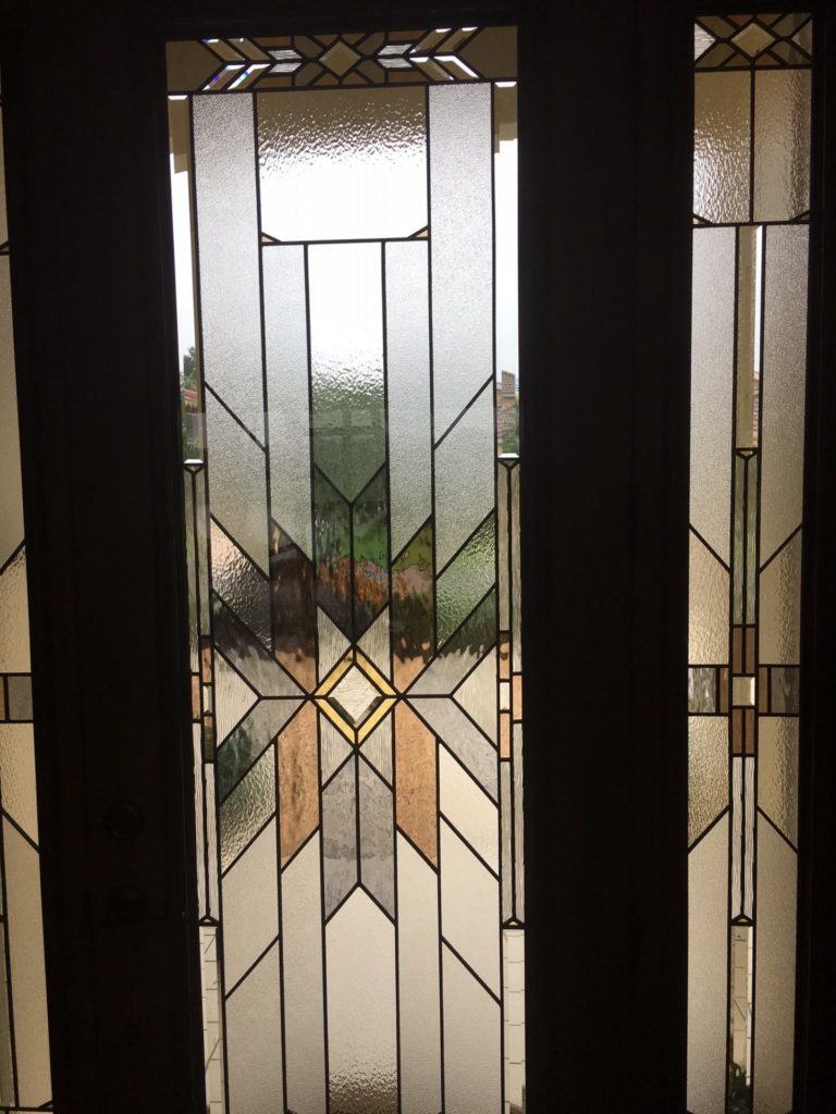 Stained glass Arched Transom And Matching Sidelite Windows