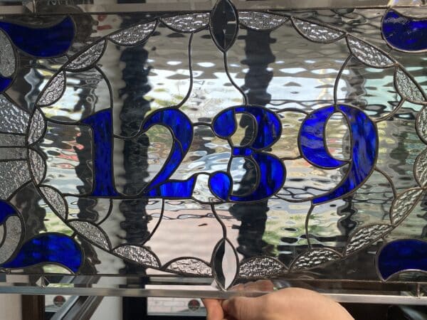 Stunning! Victorian Transom With Your Address Numbers Stained Glass Window Panel