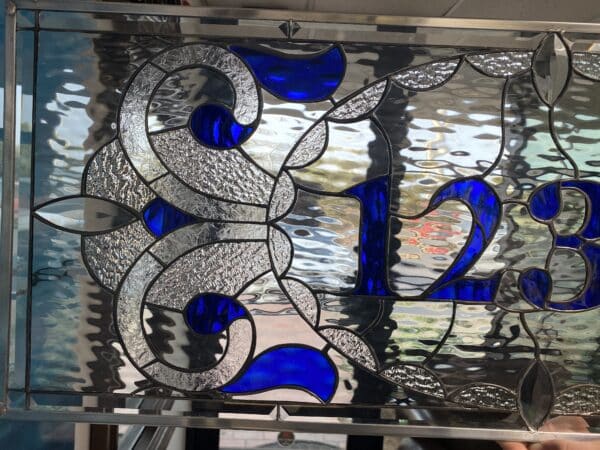 Stunning! Victorian Transom With Your Address Numbers Stained Glass Window Panel