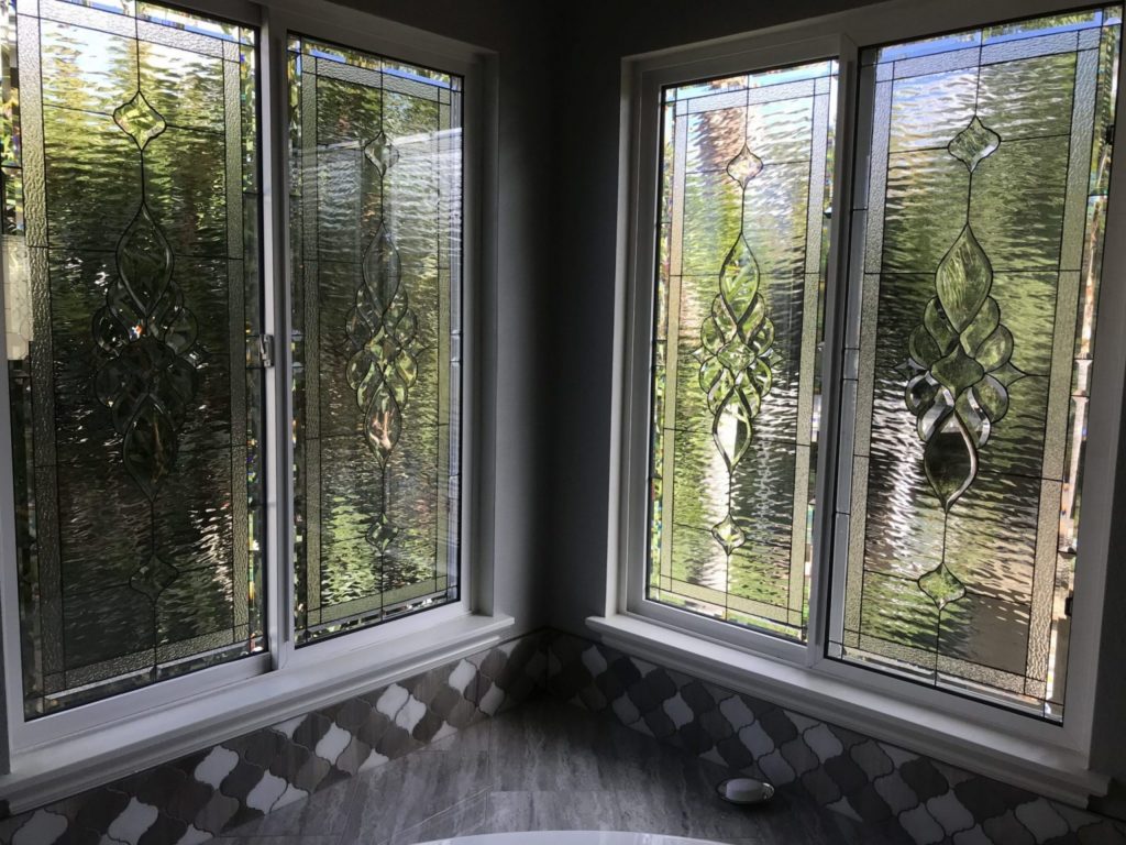 clear waterglass and beveled windows After