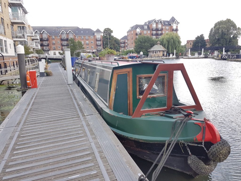 Nice egret bird window installed in a houseboat in England