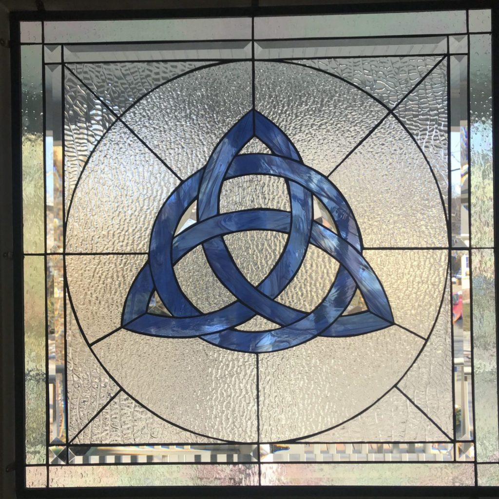 Celtic Knot stained glass inserted