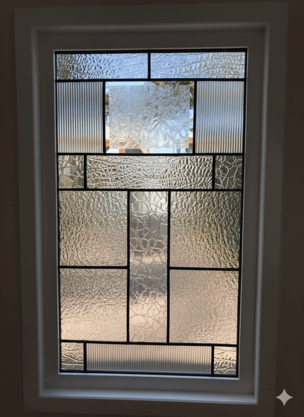 Vinyl Framed and Tempered Glass Insulated! The "Bakersfield" Beveled Stained Glass Window