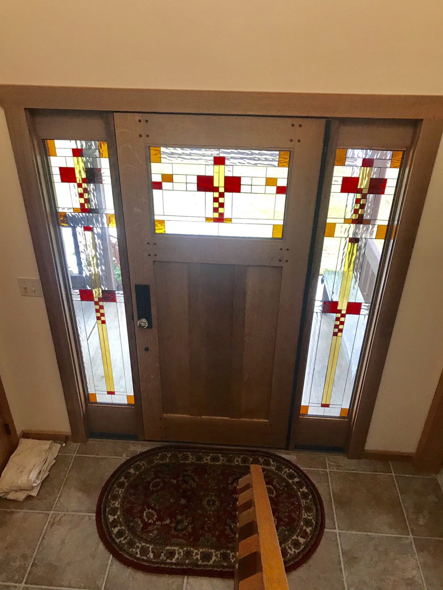 Classic Craftsman/ Mission Stained Glass Door And Sidelites