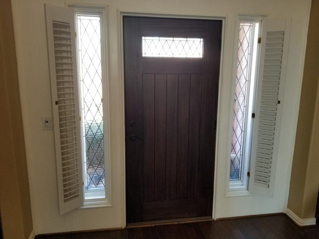 Tudor Leaded Glass Diamonds Installed Into Door And Sidelites