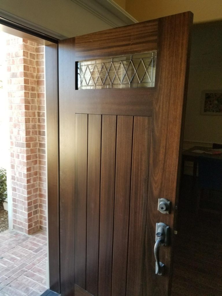 Tudor Leaded Glass Diamonds Installed Into Door And Sidelites