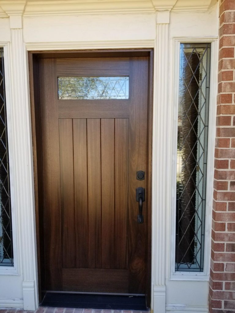 Tudor Leaded Glass Diamonds Installed Into Door And Sidelites