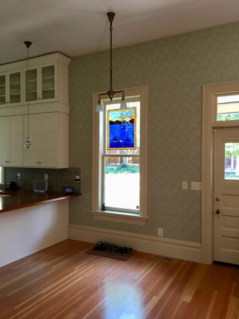 Stained Glass Window Installed Over Bathtub