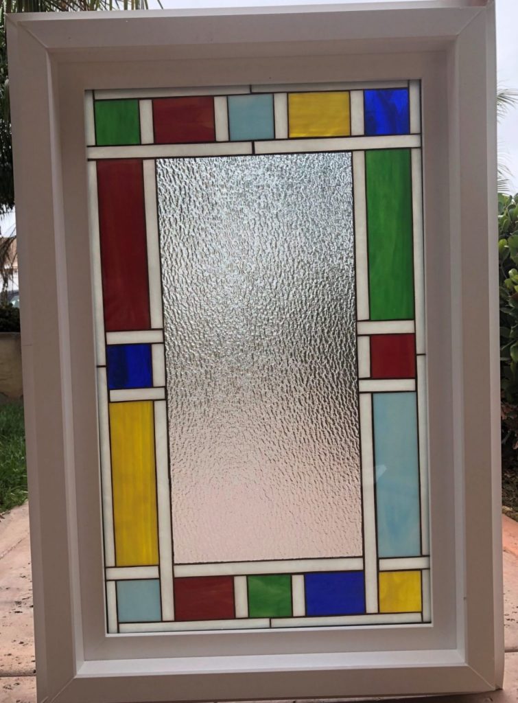 Vinyl framed & Insulated! The "Queen Anne" Leaded Stained Window Glass Window