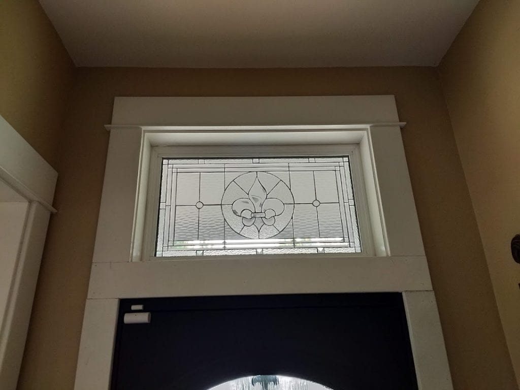 Classic Fleur De Lis Beveled Glass Entryway Transom Window