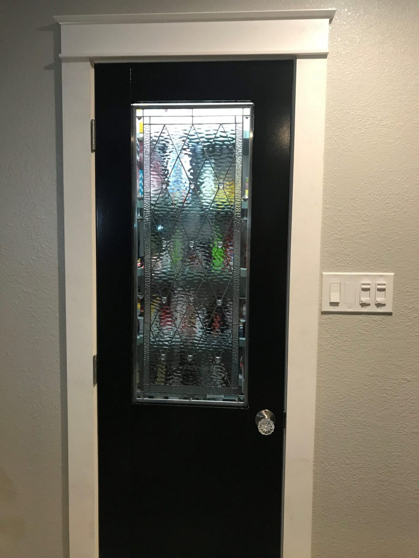 Stained Glass Insert installed into a pantry door