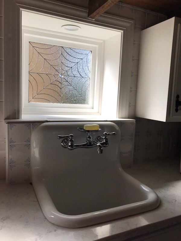 Vinyl Framed & Insulated Spider Web Window Used Within a "Tiny House Kitchen"