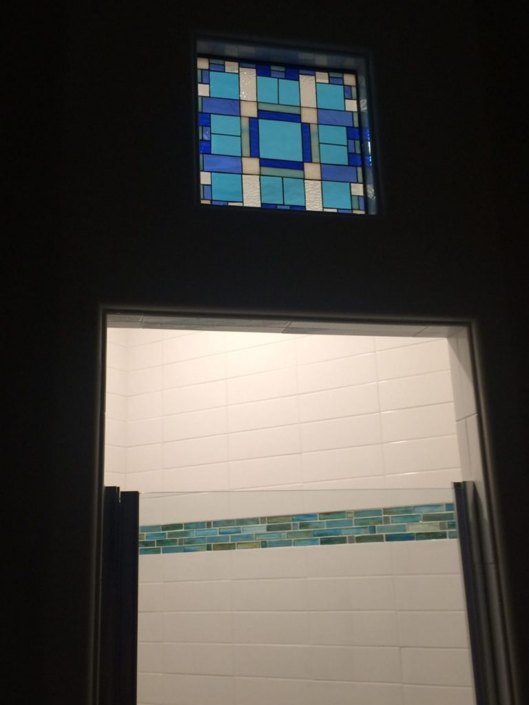 Transom window in a Bathroom