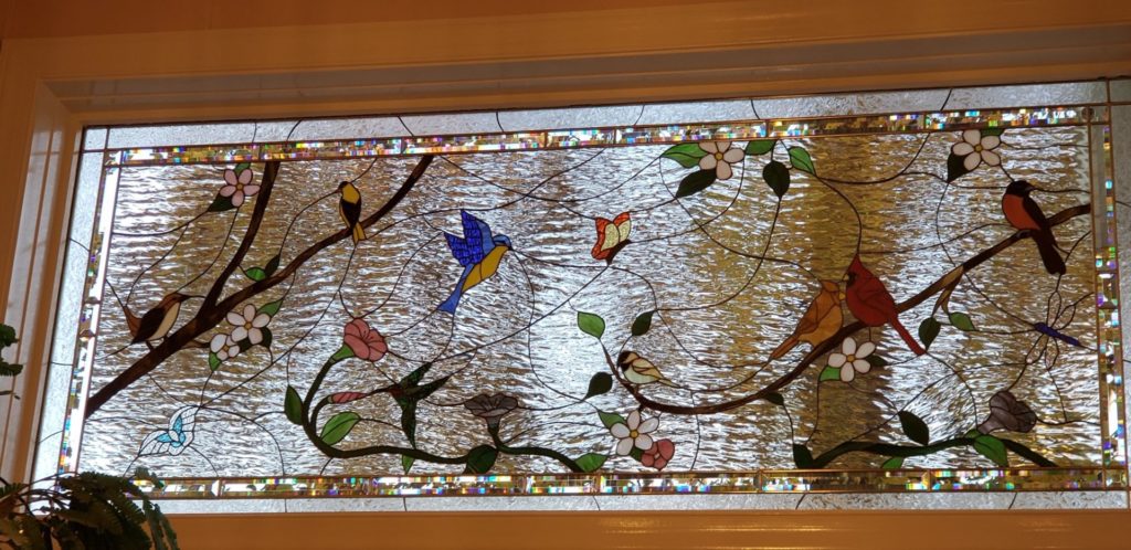 Birds & Blossoms Stained Glass Window
