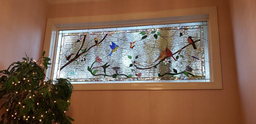 Birds & Blossoms Insulated Stained Glass Window