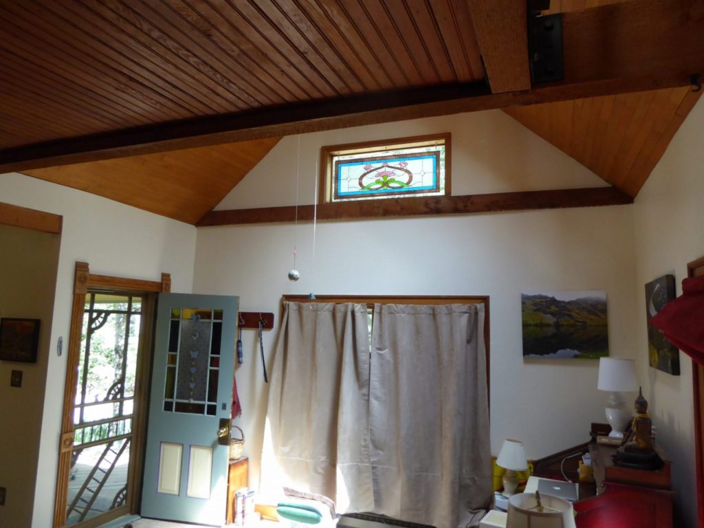 Classic Victorian style stained glass window panel
