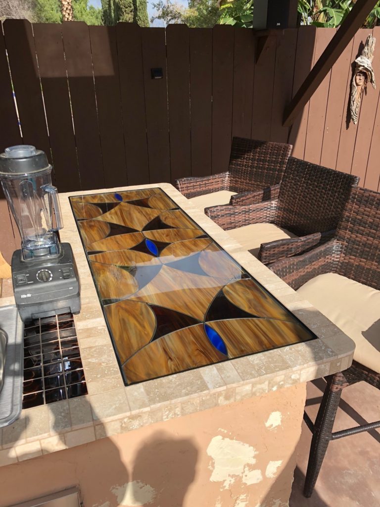internally illuminated stained glass panel