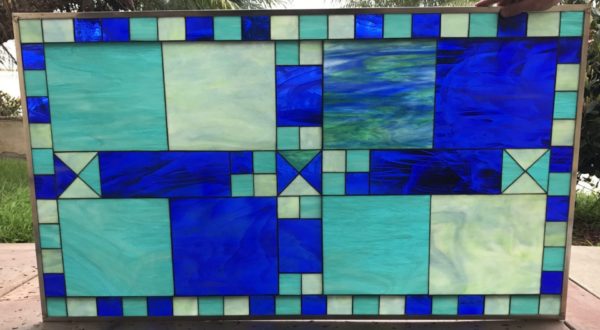 The "Ramona"Geometric Leaded Stained Glass Window Panel