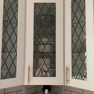 Tudor Style Diamond Leaded Glass Kitchen Cabinet Inserts