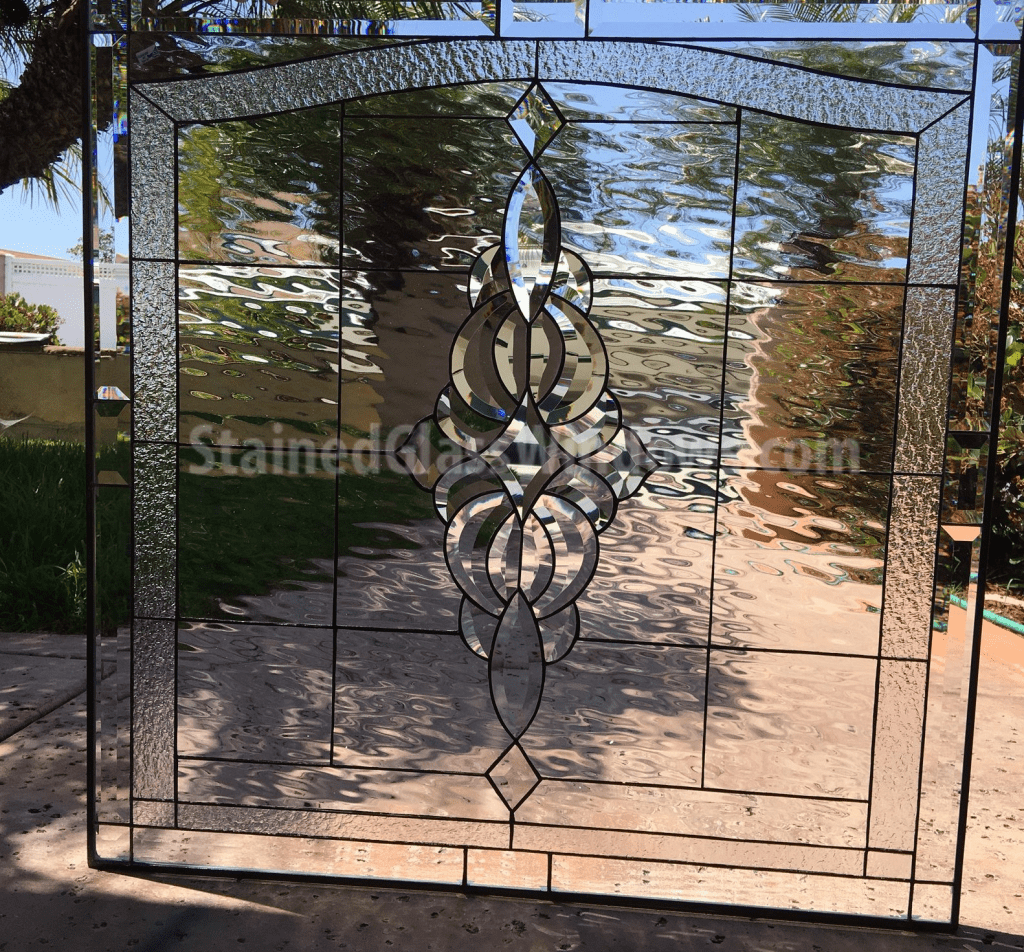 Wow! Elegant "Oakley" Beveled & Clear Textured Leaded Waterglass Window