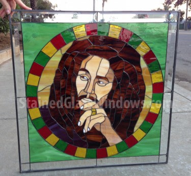 Bob Marley Leaded Stained Glass Window Panel