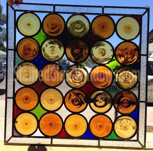 Classic Rondel (Wine Glass Bottoms) Leaded Stained Glass Window Panel