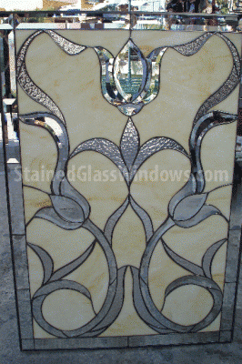 "Eastvale" Beveled Tulip Panel Leaded Stained Glass Window Panel