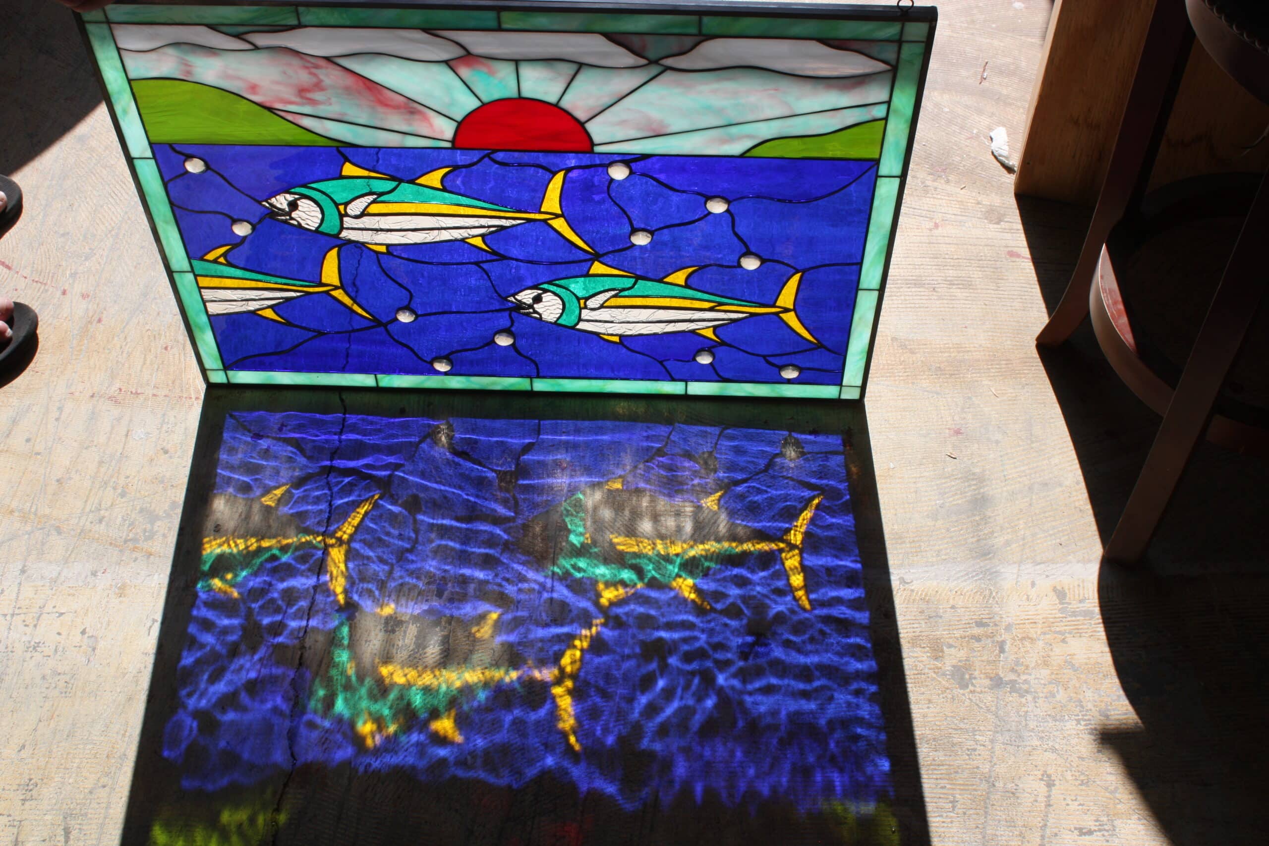All Original! Hawaiian Ahi Tuna in Leaded Stained Glass Leaded Window Panel