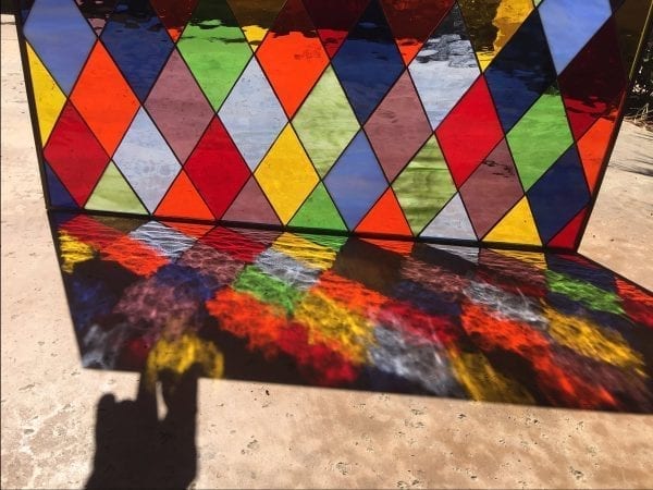 Traditional Harlequin Colored Diamonds Stained Leaded Glass Window Panel