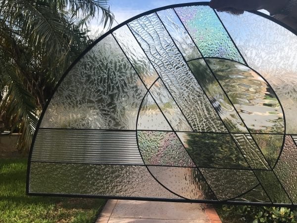 The "Hollister" Arched All Clear Beveled Leaded Stained Window Glass Panel