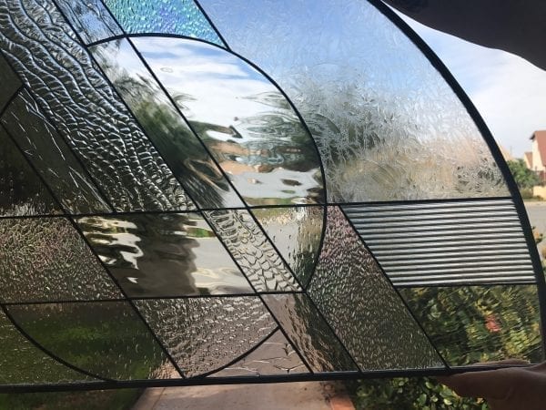 The "Hollister" Arched All Clear Beveled Leaded Stained Window Glass Panel