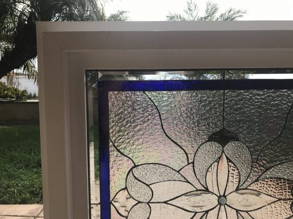 Vinyl Framed and Tempered Glass Insulated! The "Santa Paula" Stained Glass & Beveled Window