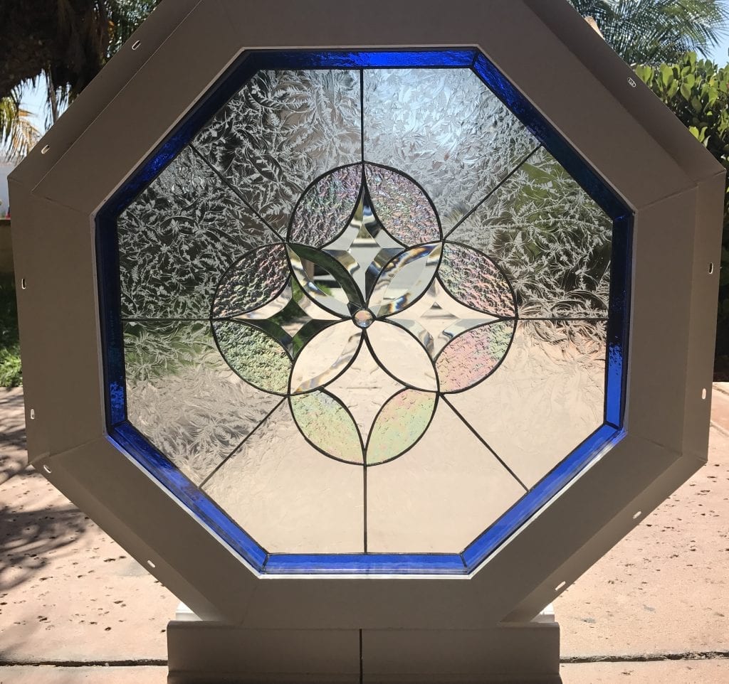 Vinyl Framed and Tempered Glass Insulated!! The "Hermosa" Octagon Stained Glass & Beveled Window