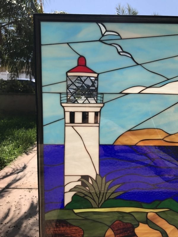 So Cool! View of Palos Verdes To Catalina Island Stained Glass Window Panel