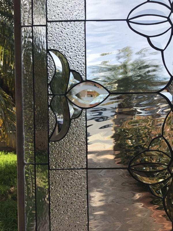 The ”Riverside” Classic Beveled Stained Glass Window Panel Or Cabinet Insert