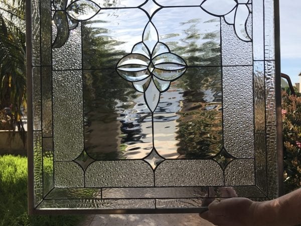 The ”Riverside” Classic Beveled Stained Glass Window Panel Or Cabinet Insert