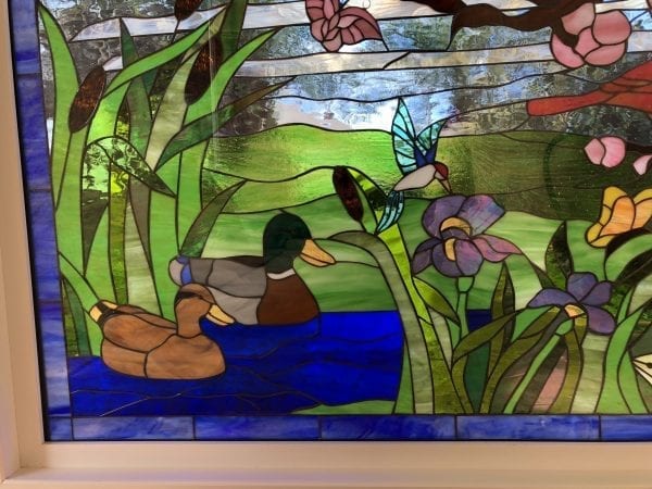 Vinyl Framed and Tempered Glass Insulated!! The "Bird & Duck Fantasy" Stained Glass Window