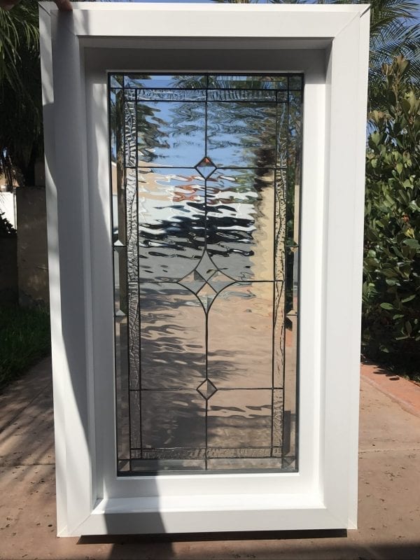 Vinyl Framed and Tempered Glass Insulated!! The "Palm Springs" Stained Glass & Beveled Window