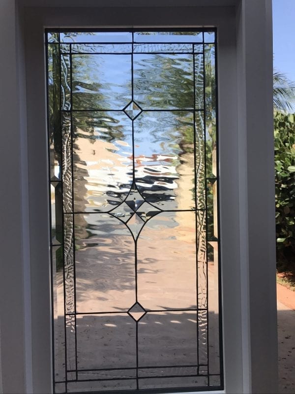 Vinyl Framed and Tempered Glass Insulated!! The "Palm Springs" Stained Glass & Beveled Window
