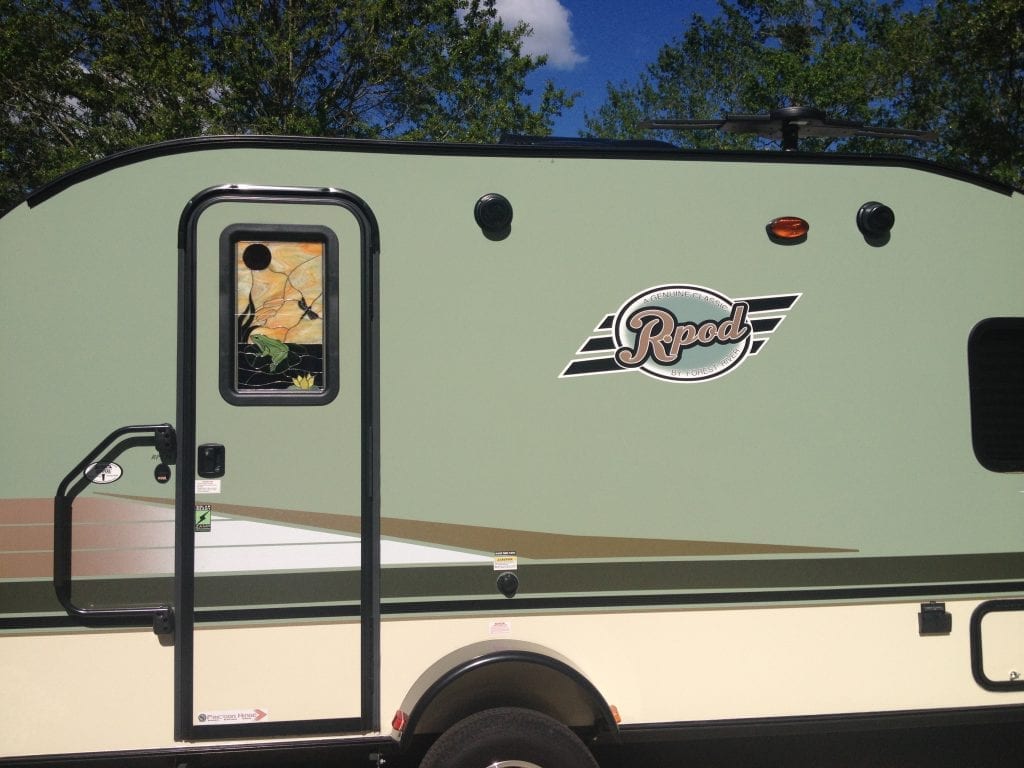 Stained Glass Insert Installed Into An RV Camper Door