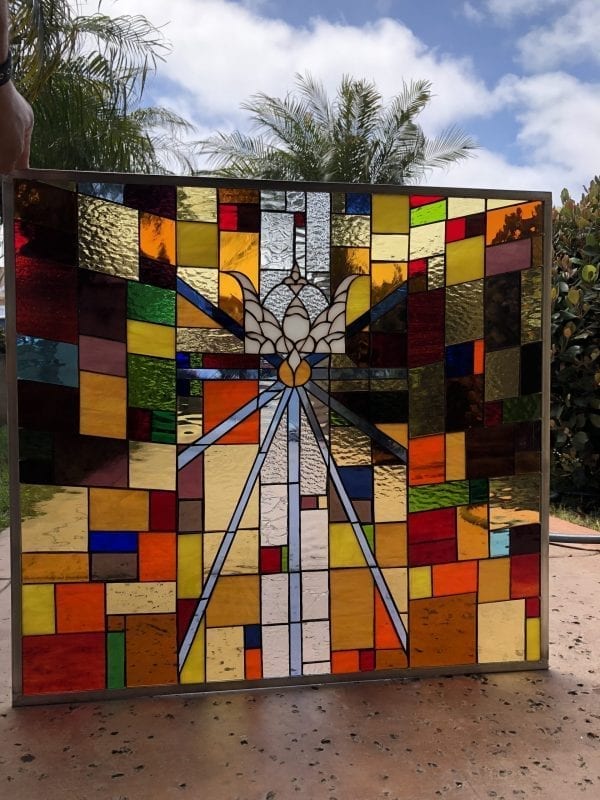 Colorful Church Stained Glass Window Panel