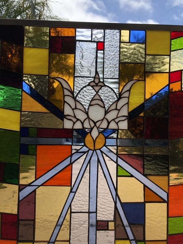 Colorful Church Stained Glass Window Panel