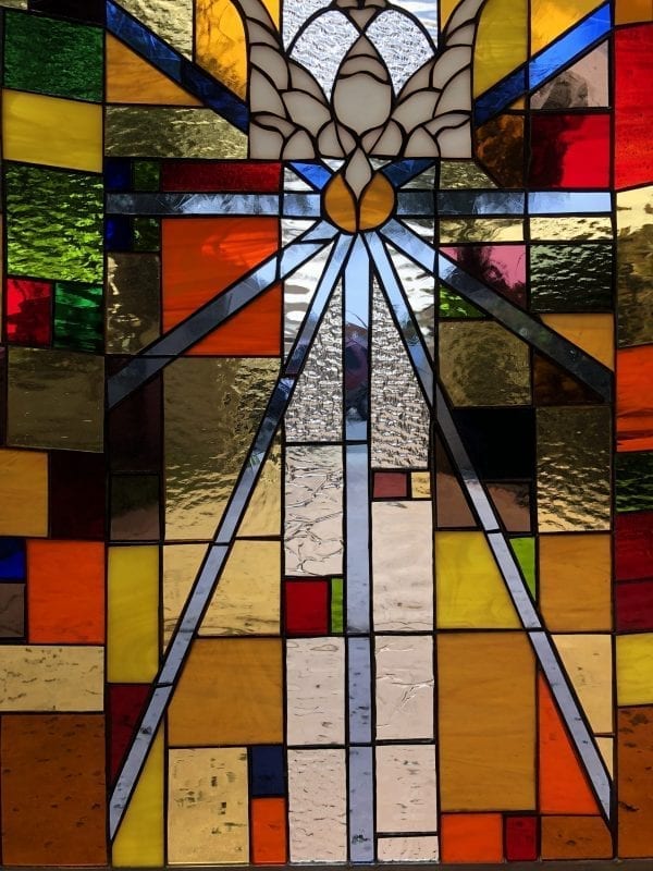 Colorful Church Stained Glass Window Panel
